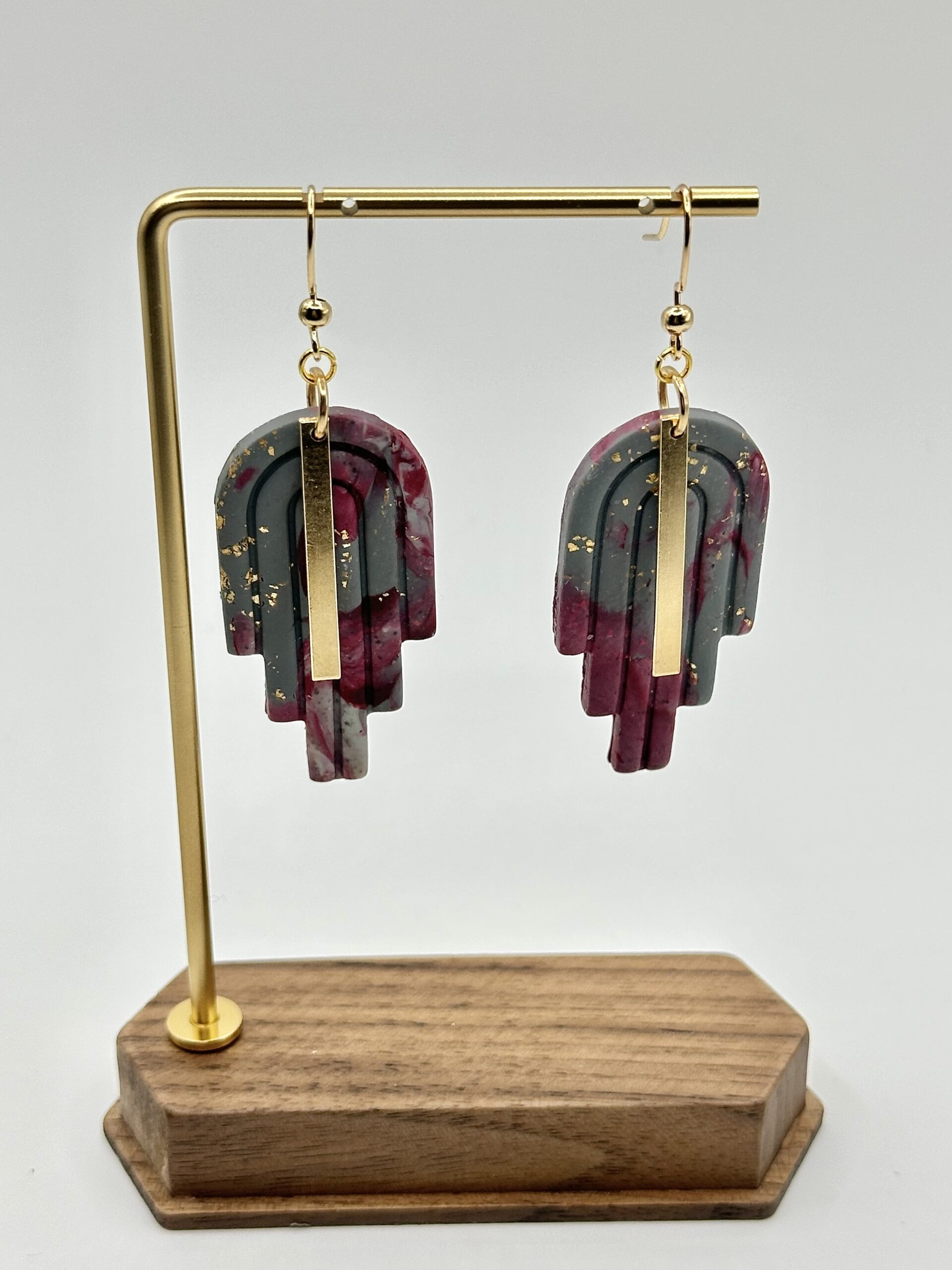 Garnet Gold Drop Hook Earring