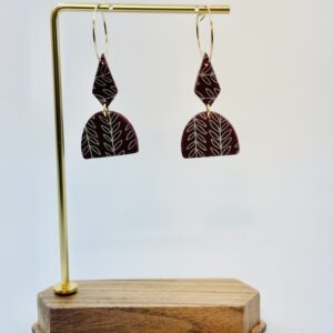 Wild Ginger Maroon Geometric Dangle