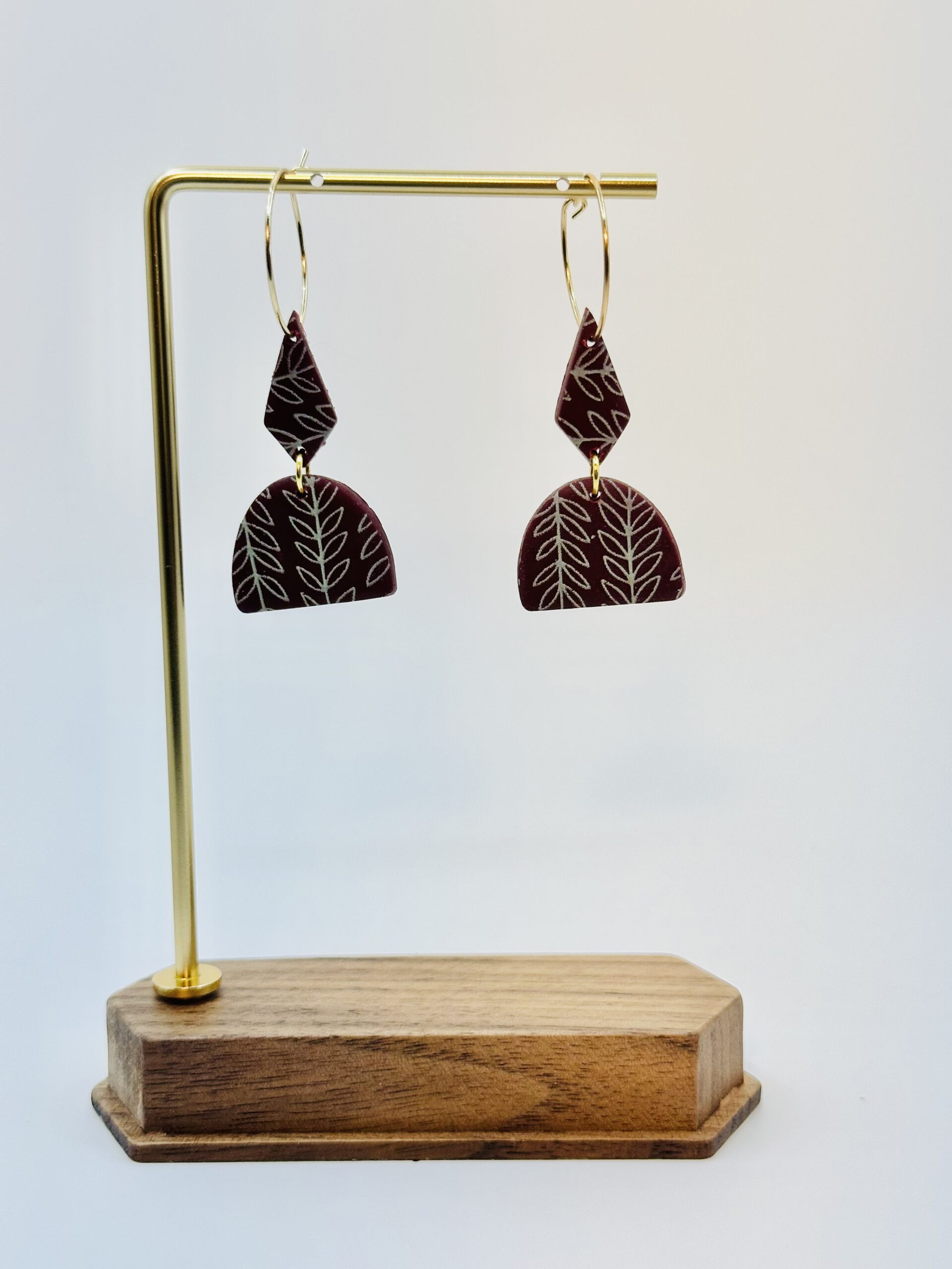 Wild Ginger Maroon Geometric Dangle