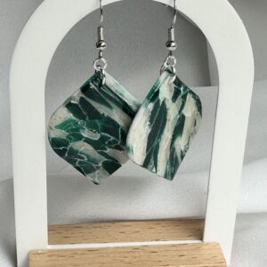 Emerald Marble Silver Dangle