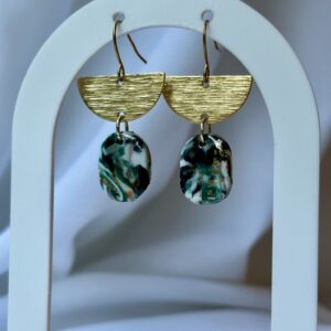 Half Moon Golden Marble Dangle